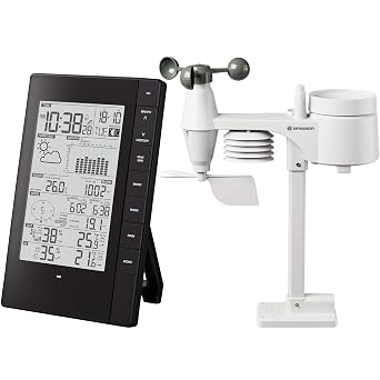 Bresser - 5 in 1 PC Weather Station with External Sensor for Temperature, Humidity, Wind Speed and Direction, Atmospheric Pressure and Precipitation Raingauge - Black