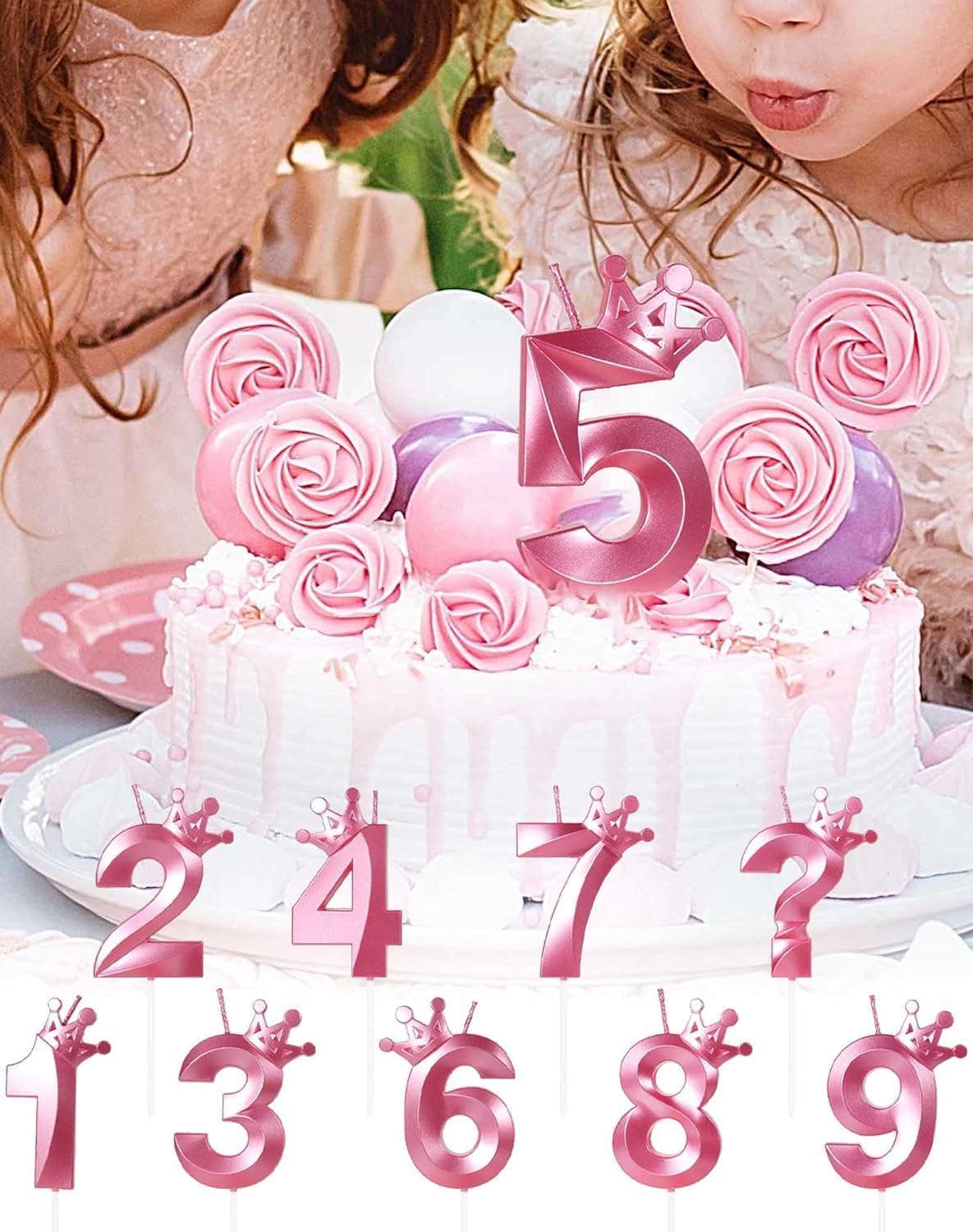 Pink Birthday Candles Number 14 Candle, Happy 18th Birthday Cake Topper, 3D Crown Number Candle Boys Girls, Birthday Decorations Pink, Cake Topper Décor image 5