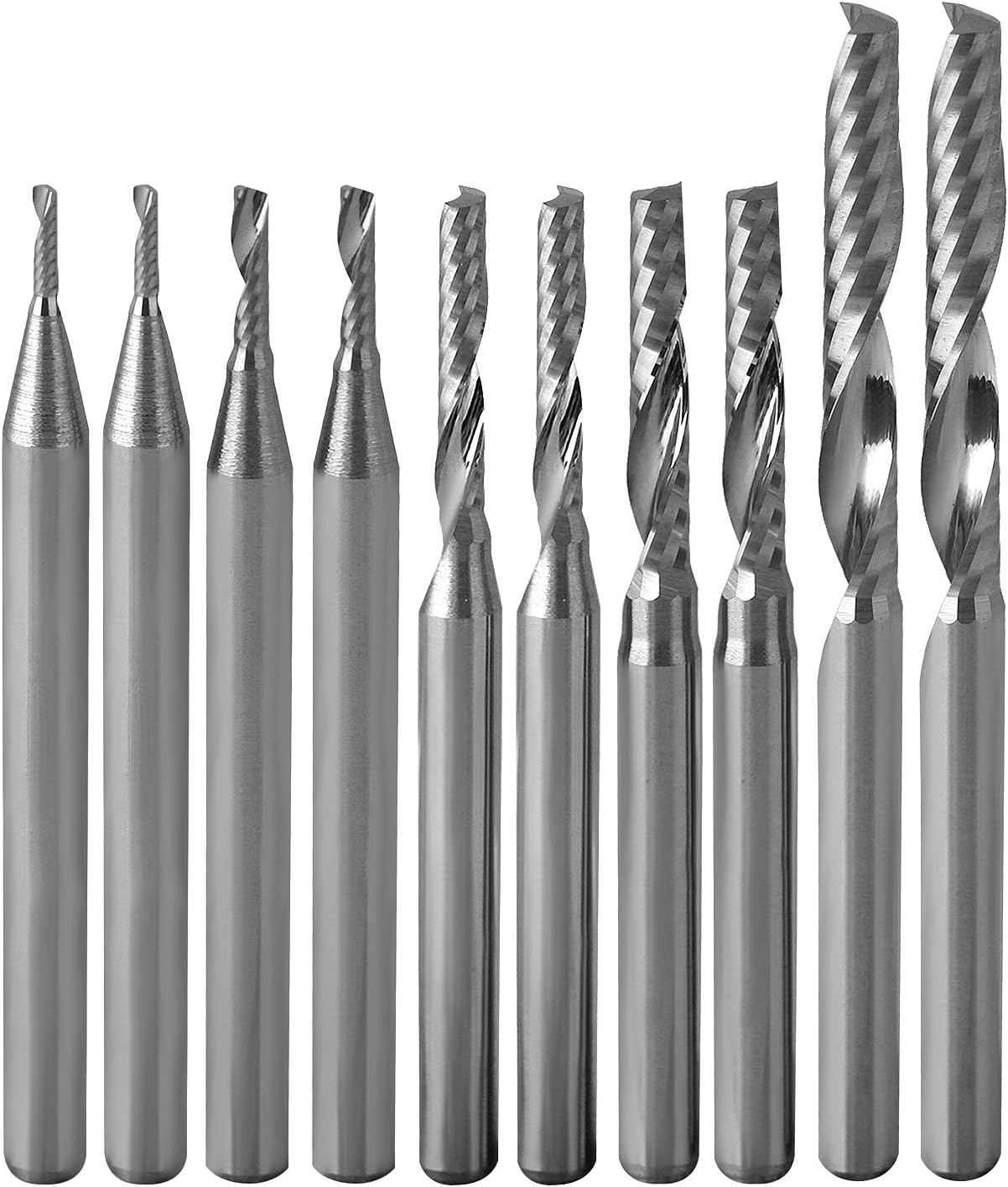 HOZLY 1mm 1.5mm 2.0mm 2.5mm 3.175mm Carbide 1 Flute Spiral Milling ...