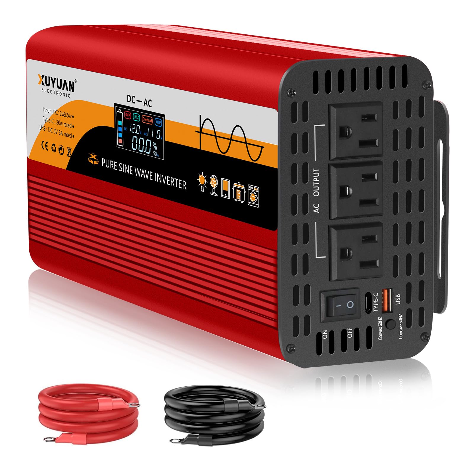 0817LVYUAN 1500W 正弦波　純正弦波　インバーター 12V車載用 Amazon.co.jp: XUYUAN 1500W 純正正弦波インバーター 12V/24V RV