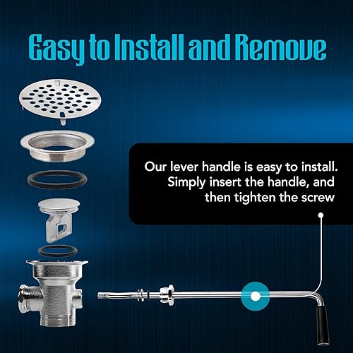 Miniatura 7 de Válvula de drenaje de fregadero con mango giratorio giratorio para fregadero comercial de 3 niveles, controla el tapón de drenaje del fregadero y
