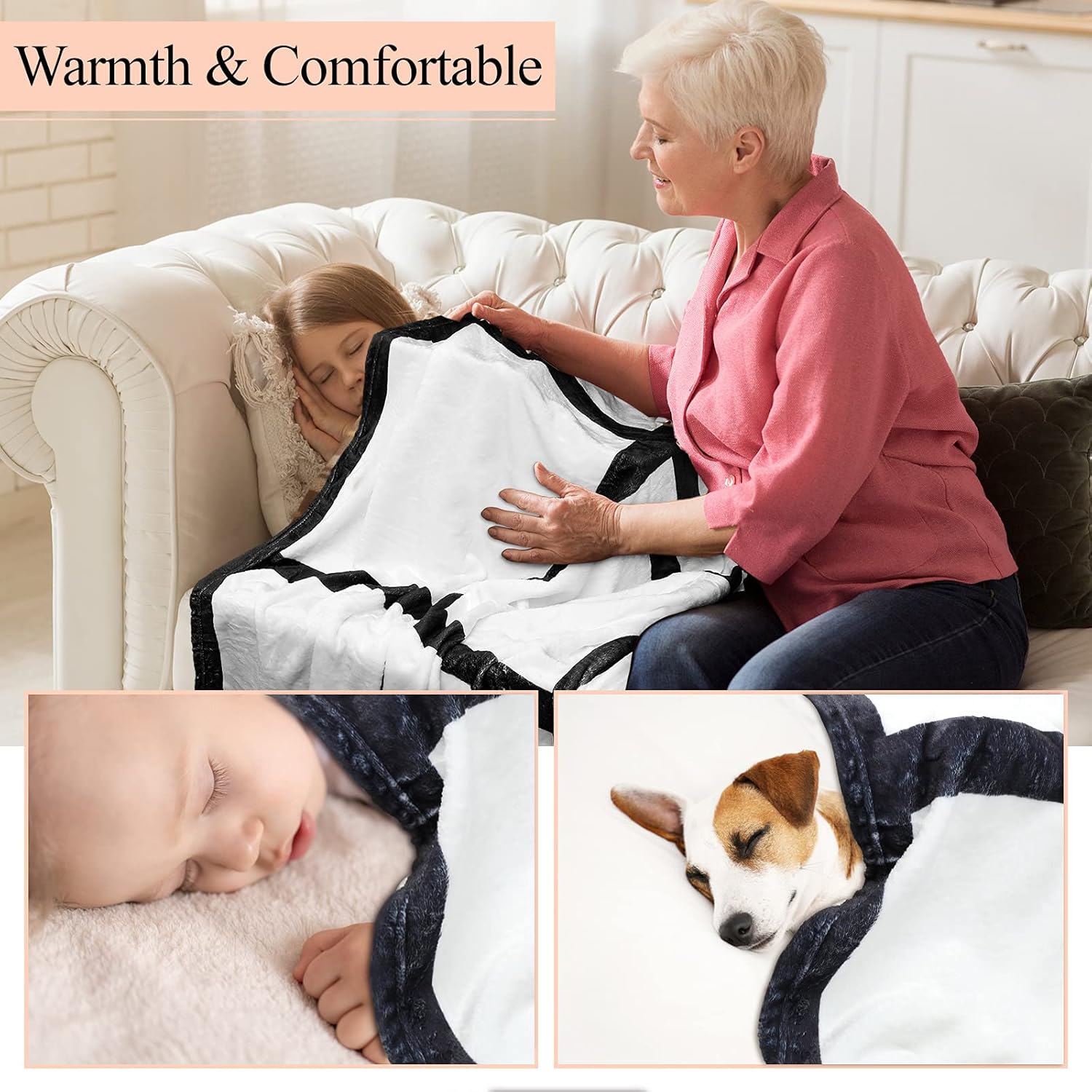 Peryiter 1 Pack Sublimation Blanket Blanks 60"x50" Flannel Throw Blankets for Heat Press and 2 Pcs Blank Pillow Cases Personalized Custom Photo Blanket with 9 Printable Panels Blankets Pillow Cover