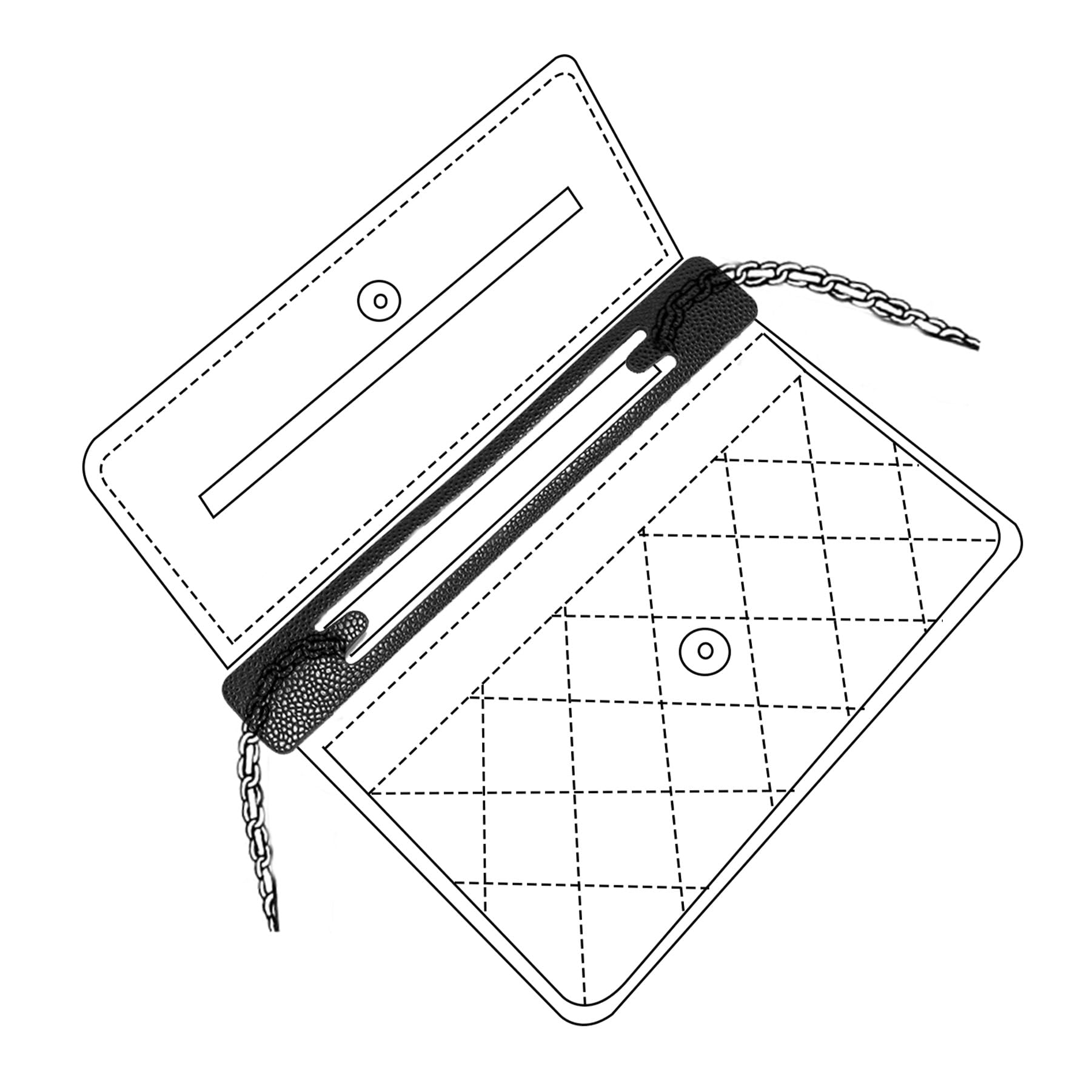 WOC Wear-Resistant Bag Shaper on your Chain Bags,Chain Protective Sheet,Leather Lychee Grain Wallets Wear Pads Saver(Black,7.8"x1.2")