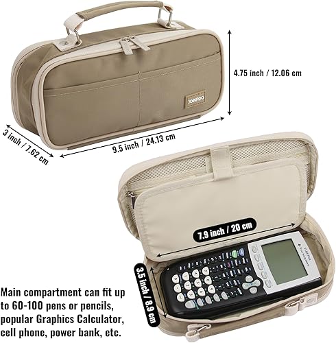 Miniatura 23 de Estuche para lápices, organizador de gran capacidad; bolsa de almacenamiento con doble cremallera; bolsa grande para lápices para universidad