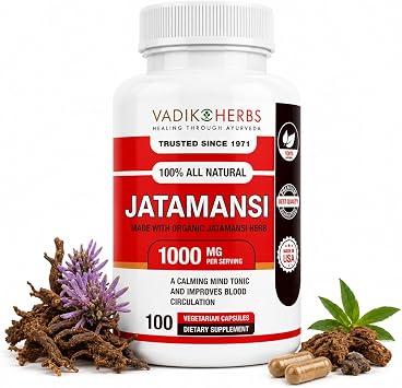 Vadik Herbs Jatamansi Capsules 1000mg, 100 Vegetarian Capsules | Organic Jatamansi Root Nardostachys jatamansi, Ayurvedic Herb for Calm, Clarity & Restful Sleep, Non-GMO