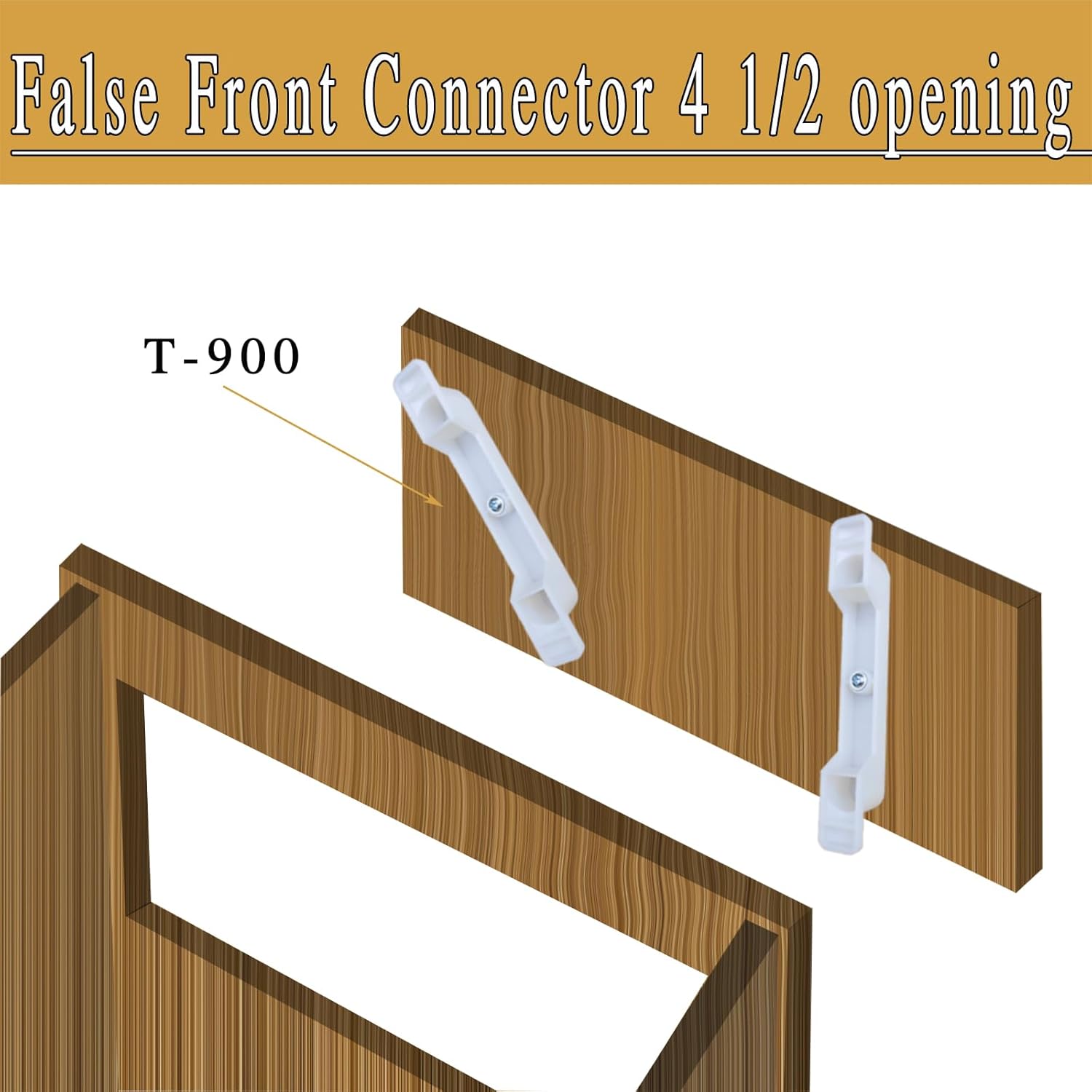 fallingstar 2 Sets (4 clips) False Front Connector & Cabinet Clips 4 1/2 Opening Fake Drawer Clips Complete Set Including Screws - Image 2