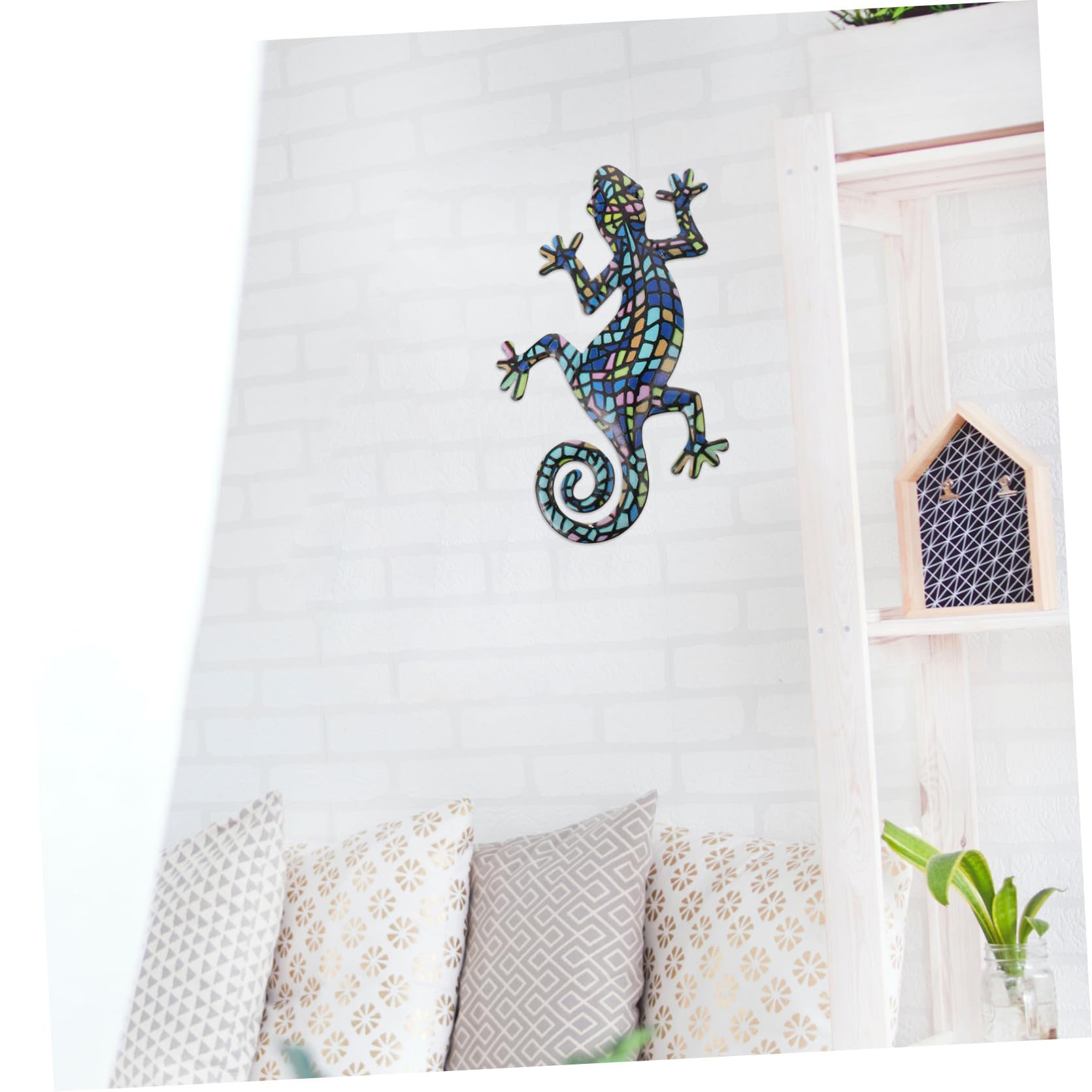 2 Pezzi Decorazioni Murali in Ferro Battuto Forma di Lucertola Rustproof e Resistenti Sculture da Parete Vivide per Soggiorno Camera e Giardino Ornamenti Artistici Duraturi