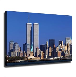 World Trade Center Twin Towers Statue of Liberty Poster Canvas Print Art Decoration Wall Art Painting Print Modern Aesthetic Suitable for Living Room, Bedroom Decoration, Framed or Unframed (08×12inch Unframed)