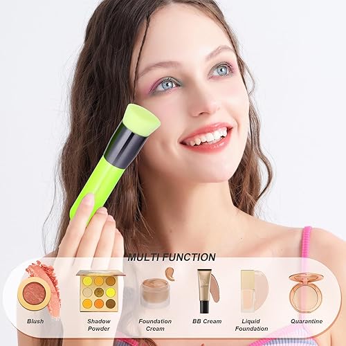 Miniatura 30 de Docolor 6+1 esponjas de maquillaje y brocha, esponja de belleza para mezclar base y cepillo Kabuki de parte superior plana, líquido, crema, polvo, 7