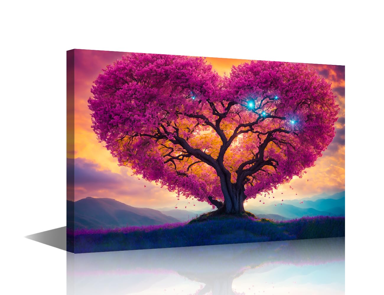 TISHIRON Landscape Pictures Wall Art Paintings Multi Panel Printed on Canvas Starry Sky Artwork Modern Home Decoration Giclee Wooden Framed Gallery-Wrapped Ready to Hang 24x16in