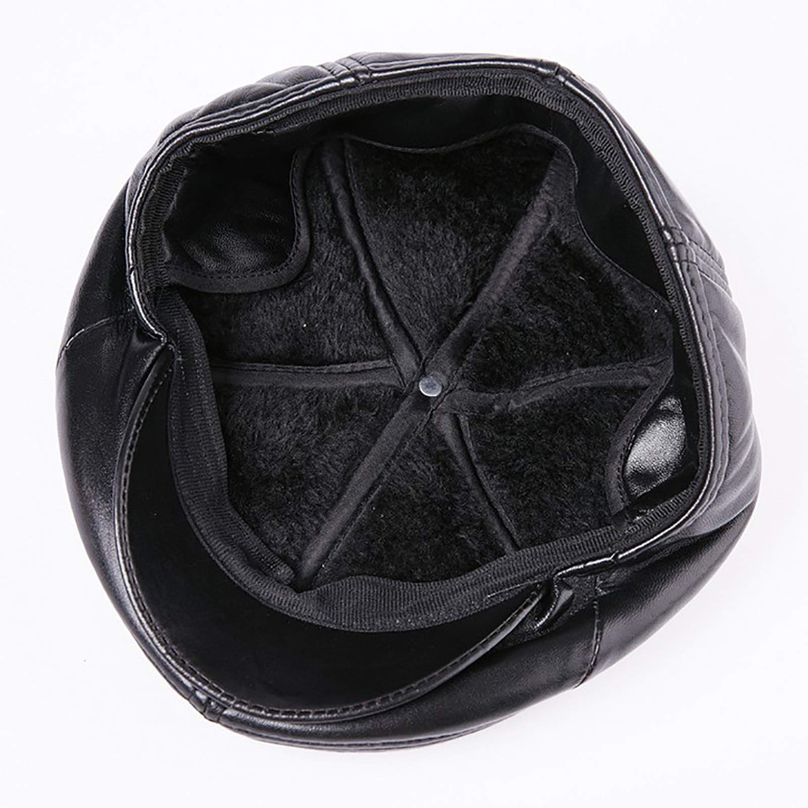 Sombreros de invierno, hombres boina de cuero piel de oveja vintage tapa de pico invierno para ancianos