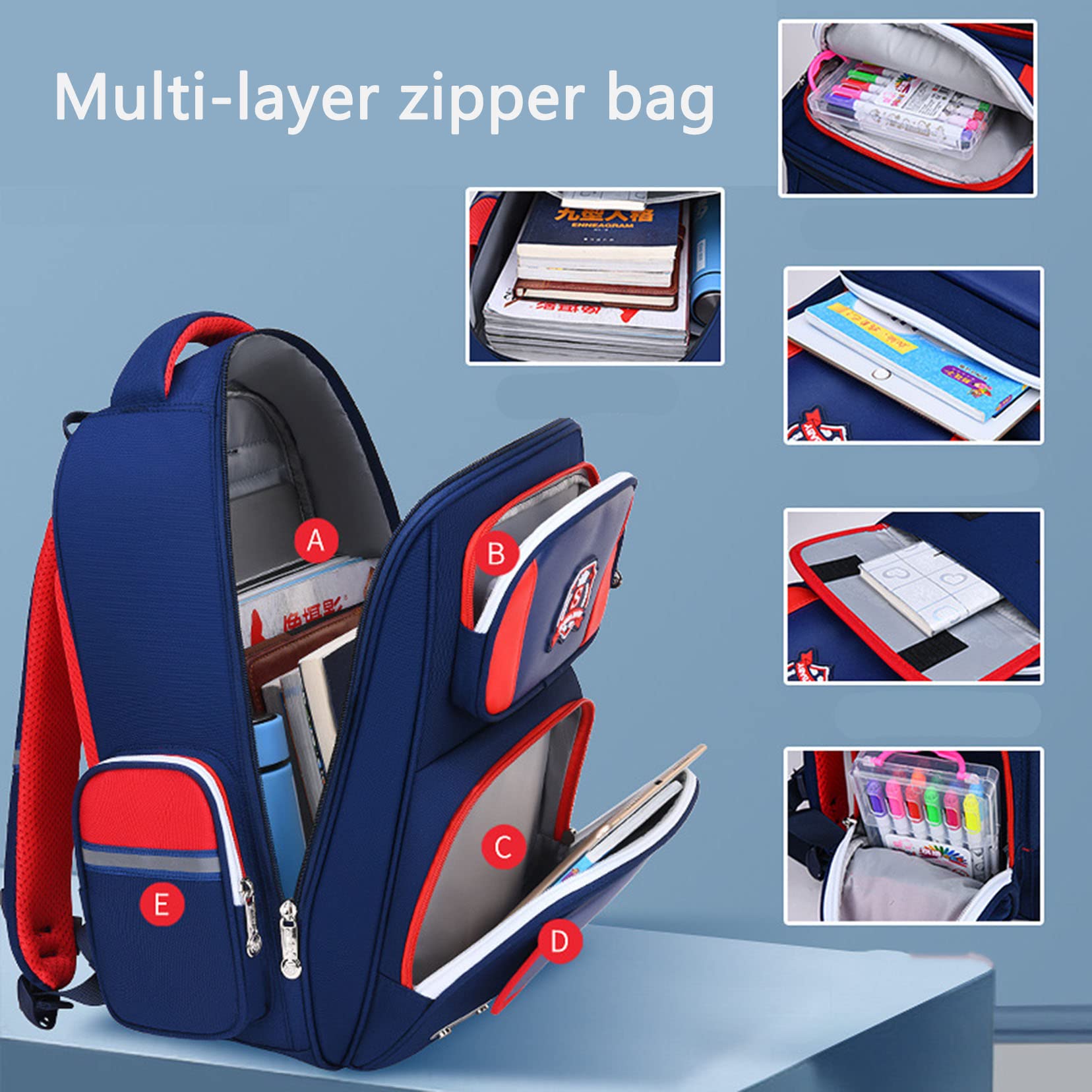 ZALTAS Grundschulkinder Rucksack Grundschule Daypack Outdoor -Gepäckbuch für Teenager blue-L