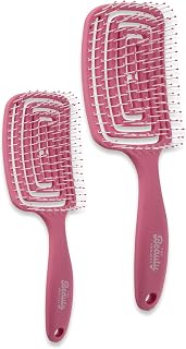 2 Pack Detangling Brush for All Wet or Dry Hair Types - Pain-Free Brushing, Vented Hair Brush - Lightweight Handle - Mommy and Me Brush Set (Pretty Pink)