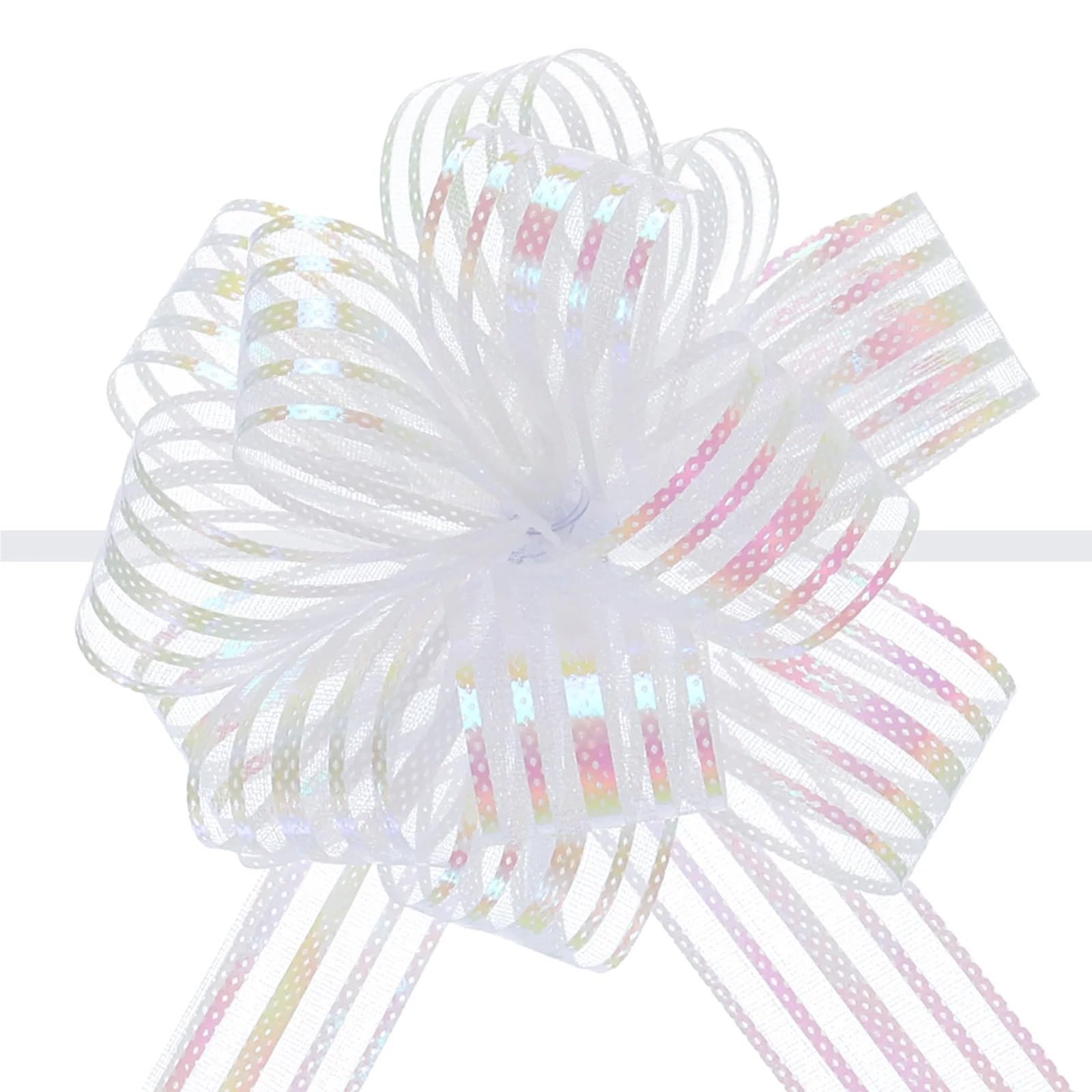 Xinglongs Bows & Ribbons 30pcs 6 Inch Large Organza Pull Bow Metallic Chiffon Gift Wrapping Bows Ribbon for Wedding Presents Baskets Christmas(White)
