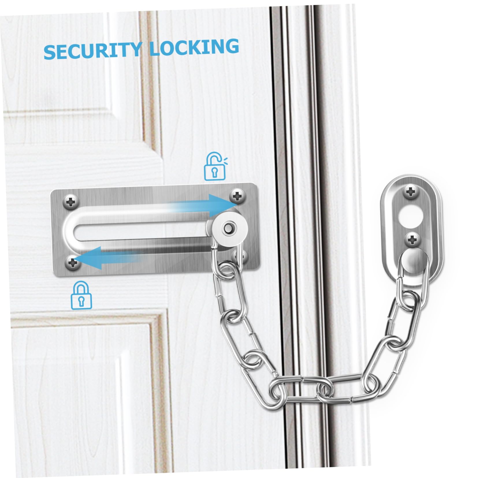 Veemoon 4pezzi Pz Catena Di Sicurezza Per Porta Acciaio Inossidabile Serratura Antintrusione Con Viti Facile Installazione Per Residenze e Uffici
