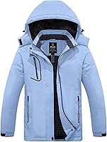Vista 13 de wantdo Chaqueta de esquí impermeable de montaña para mujer, chaqueta de lluvia resistente al viento, abrigo cálido con capucha para invierno