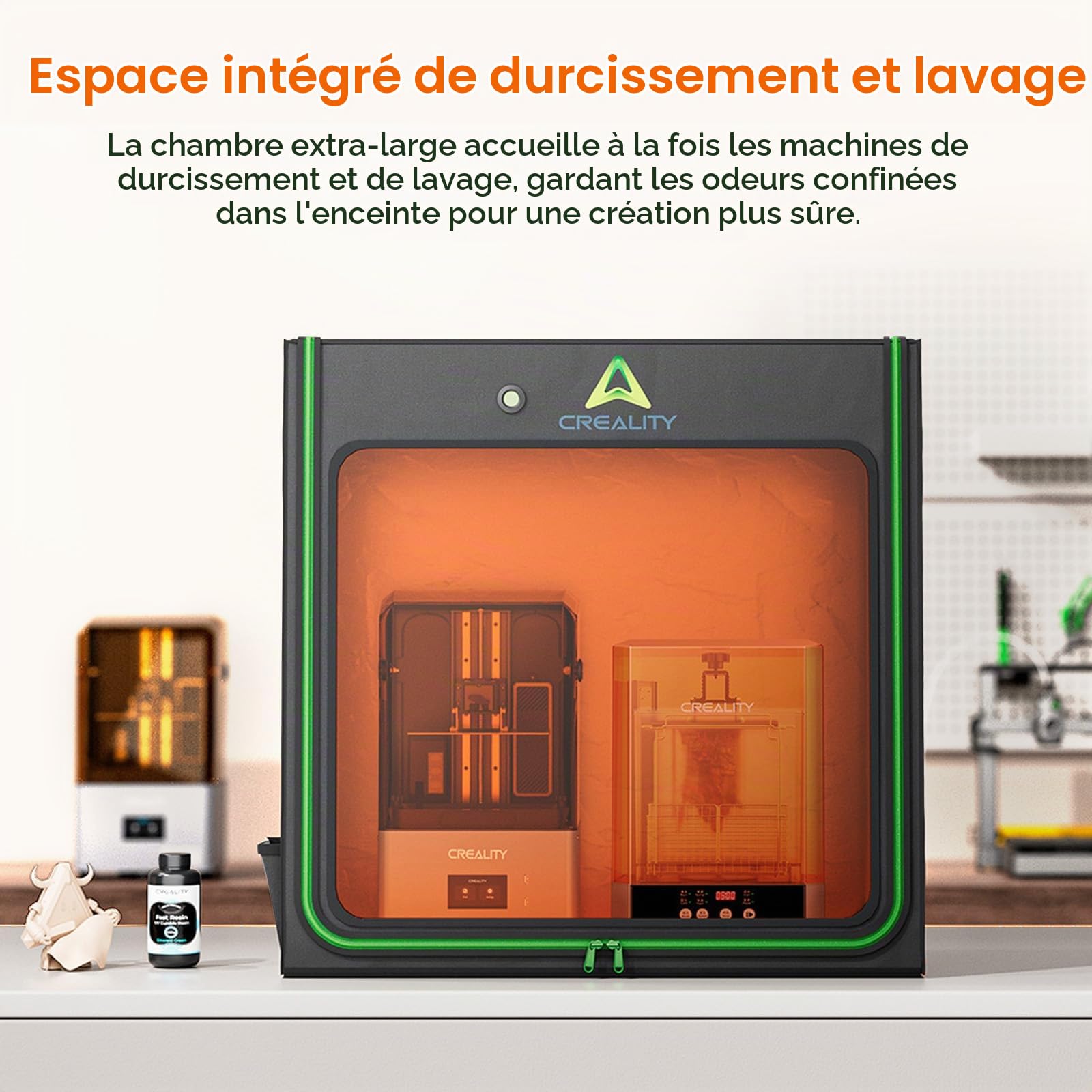 Creality Boîtier pour imprimante 3D LCD en résine UV, 1000 x 500 x 1000 mm, couverture de protection thermiquement isolée avec port de ventilateur, film de protection contre le durcissement