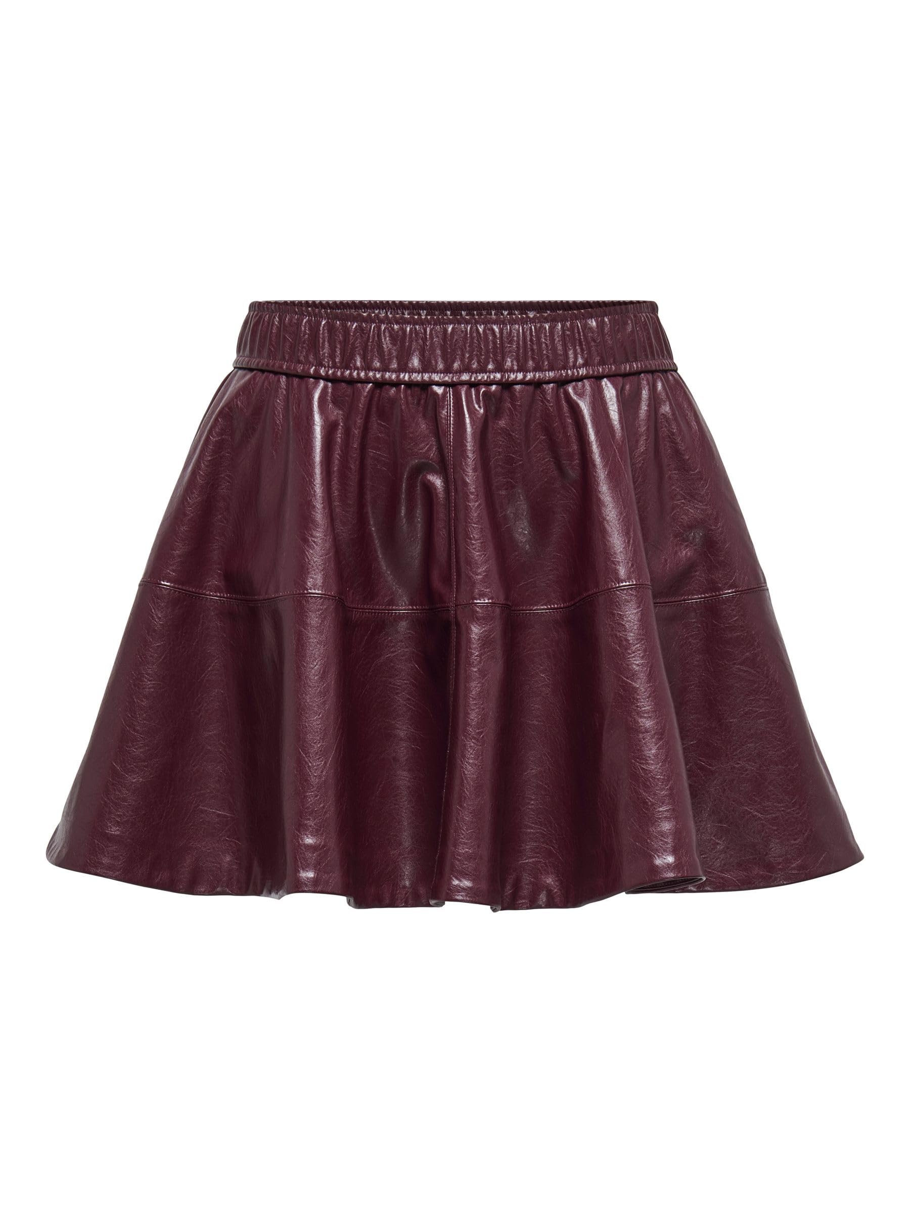 ONLY Onljacky Hw Faux Leather Skater Skirt PNT, Mauve Wine, XS