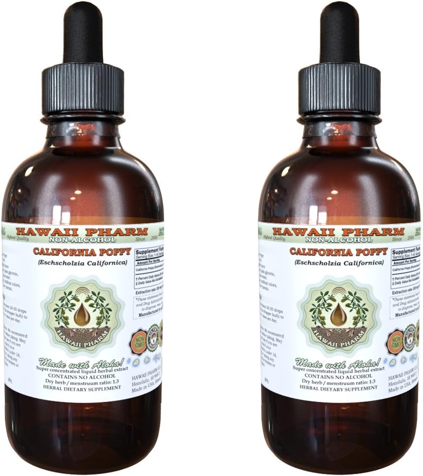 California Poppy Alcohol-Free Liquid Extract, Nervous System Calming and Support 2x2 oz