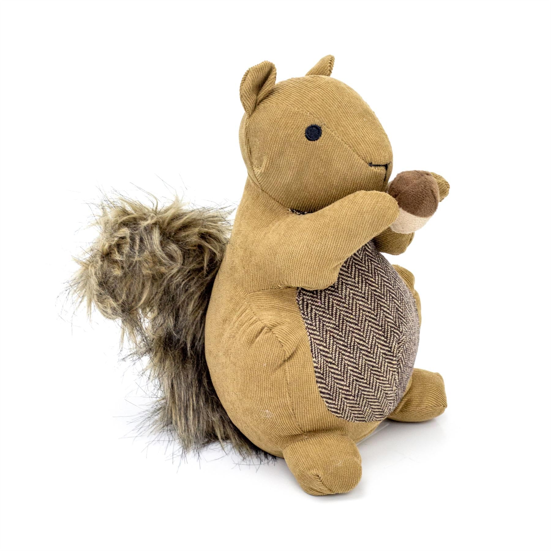 Squirrel with Nut Doorstop | Squirrel Shaped Door Stop Fabric Animal Doorstop | Decorative Weighted Dog Door Stopper - Brown