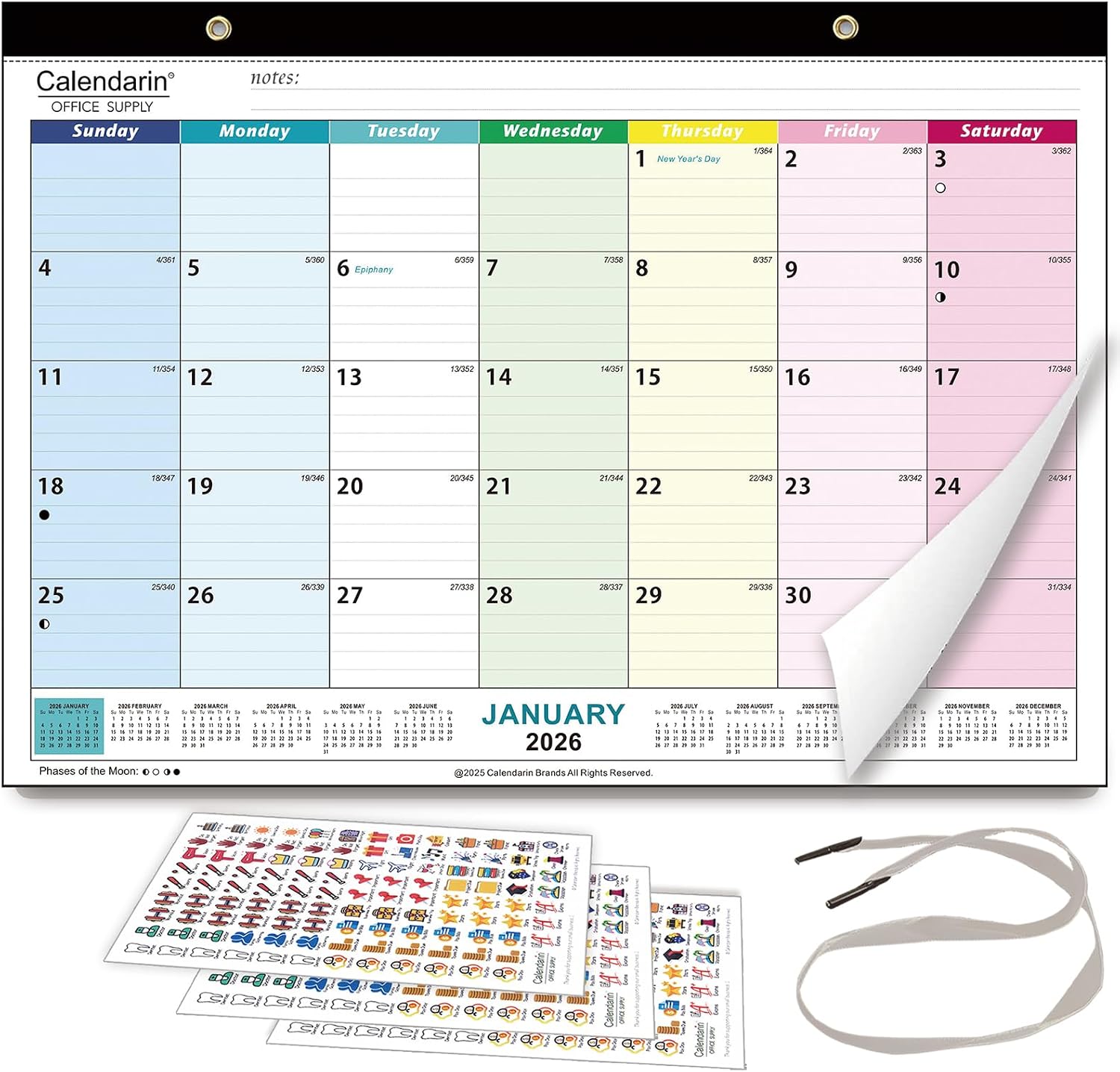 Desk Calendar 2026-2027 for Canada, Running from Now through June 2027, 17x12 Inch, 160 GSM Thick Paper, Color Coded Blocks, Canadian Holidays, Perfect as Family Personal Organizer, Home Office Planner