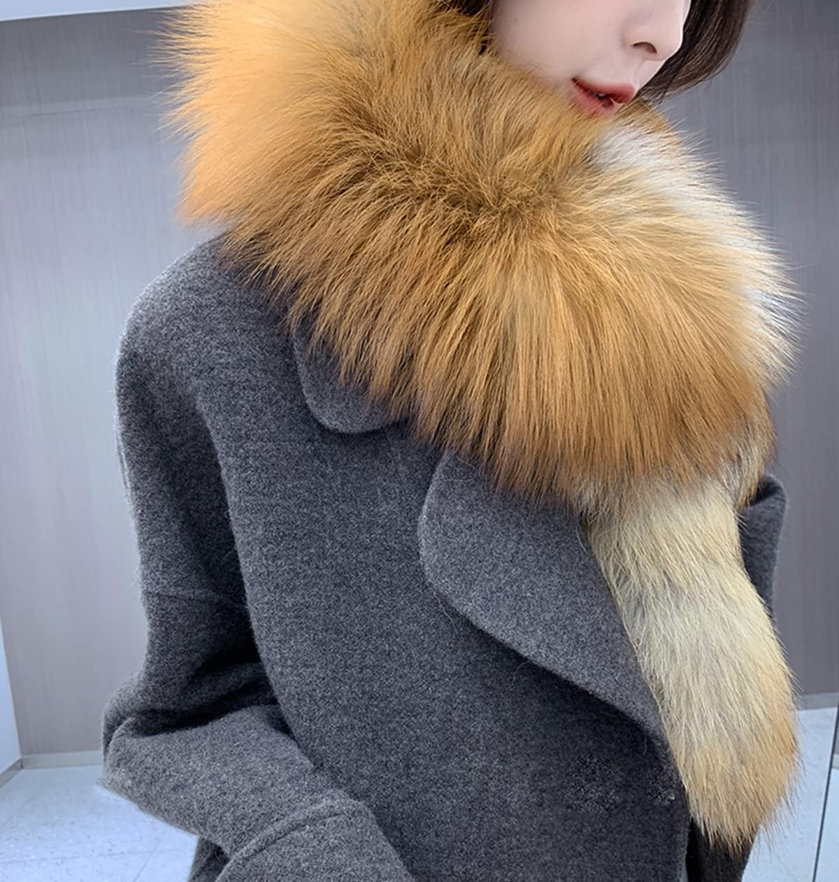 Women Winter Scarves Real Whole Fox Hair Scarf Neck Warmer with Tails Lady Neckerchief Wrap Wedding Party