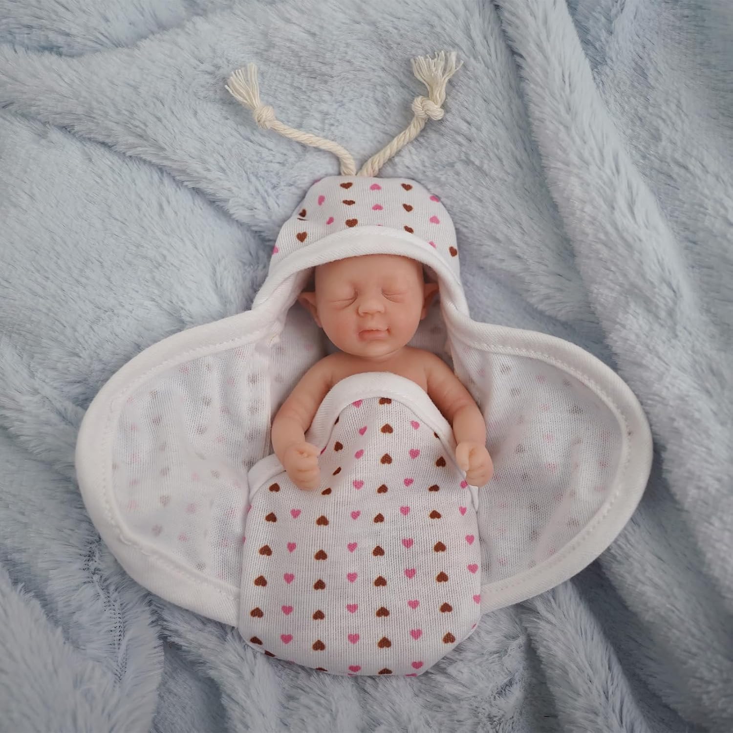 Newtotlove 5" Realistic Mini Silicone Elf Girl,Real Life Reborn Elf Doll,Lifelike Mini Reborn Doll Surprice Children Anti-Stress Relief with Feeding Accessories