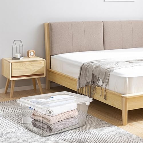 Miniatura 9 de CURTA Paquete de 4 cajas de almacenamiento de alimentos con tapa, 8.5 galones, contenedor de policarbonato transparente de 26 x 18 x 6 pulgadas,