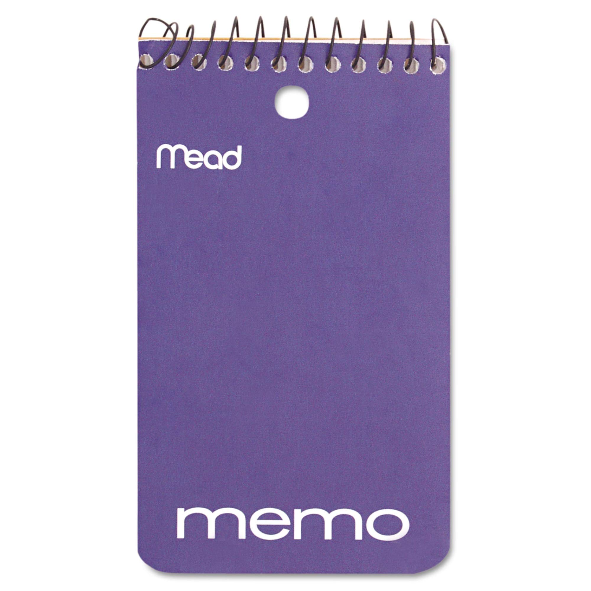 45354 Memo Book, College Ruled, 3 x 5, Wirebound, Punched, 60 Sheets, Assorted