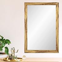 Vista 7 de ANDSTAR Espejo de pared con marco de madera de 24 x 36 pulgadas, espejo rectangular rústico retro para colgar en el dormitorio, baño, espejo rústico