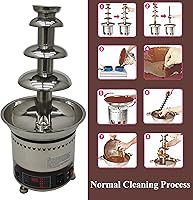 Vista 6 de Máquina de fuente de chocolate para fiesta, 4 niveles, acero inoxidable, fuente de chocolate caliente, fuente de cascada, fuente de fondue