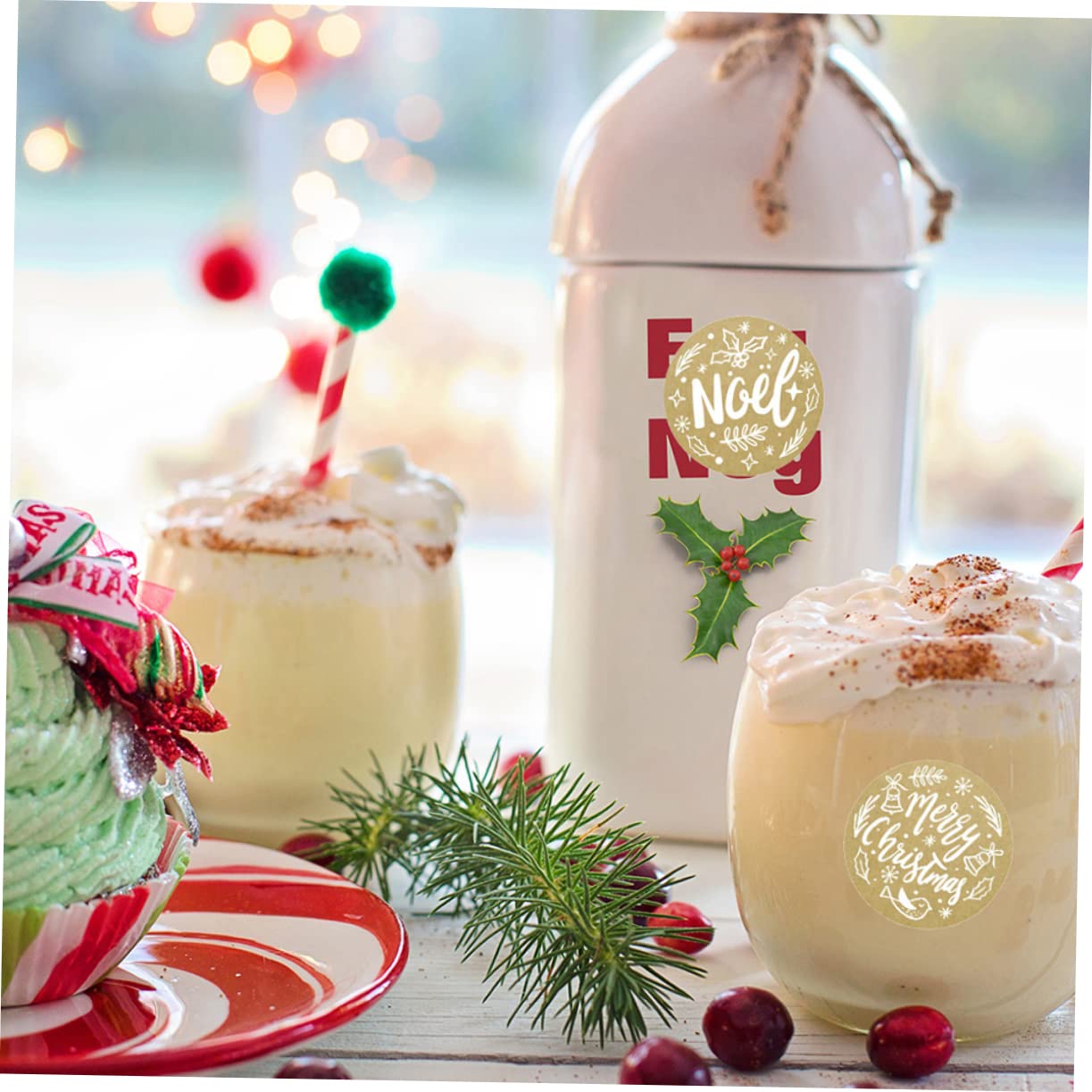 SHINEOFI 3rotoli Adesivi Kraft Per Regali Natale Etichette Adesive Rotonde Per Confezioni Dolci e Facile Staccare e Applicare Per Progetti Creativi e Regali