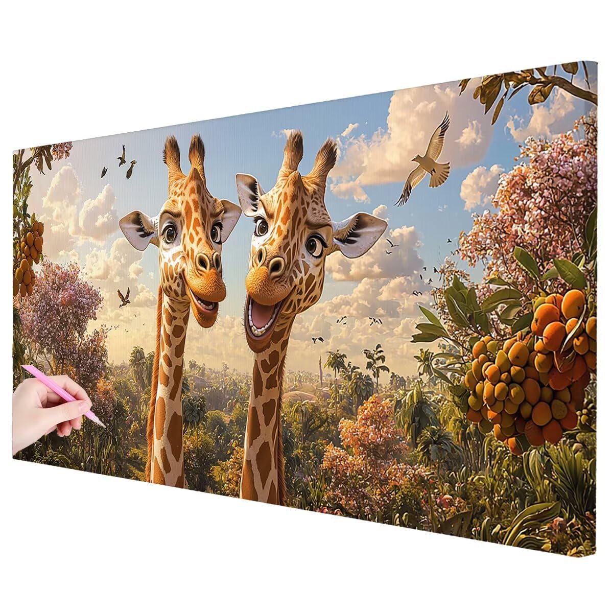 Kwiaty diamentowe zestawy artystyczne dla dorosłych, 160 x 80 cm, duży diamentowy obraz, żyrafa, DIY, duże zestawy artystyczne, rękodzieło dla dorosłych, 5D, pełne wiercenie, malarstwo, klejnot, haft