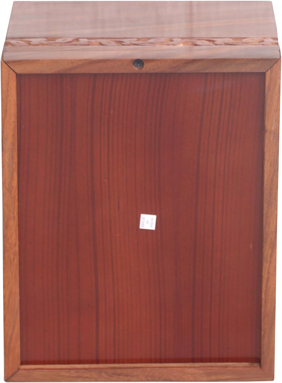 Wooden Cross Urn Box for Adult Ashes Rosewood Border Carving Handmade Urns for Large Ashes 280 Cubic Inches with Bottom Opening System