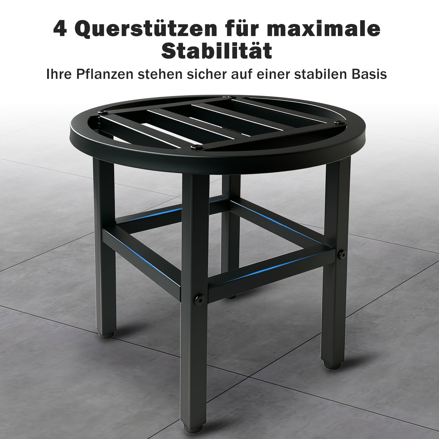 Metall Pflanzenständer Outdoor,33cm rund Schwarz Schwerlast Blumenständer Blumenhocker drinnen draußen,Pflanzenhocker Rostfest Blumentopfständer Pflanzenregal für Große Blumentöpfe,2 Stück