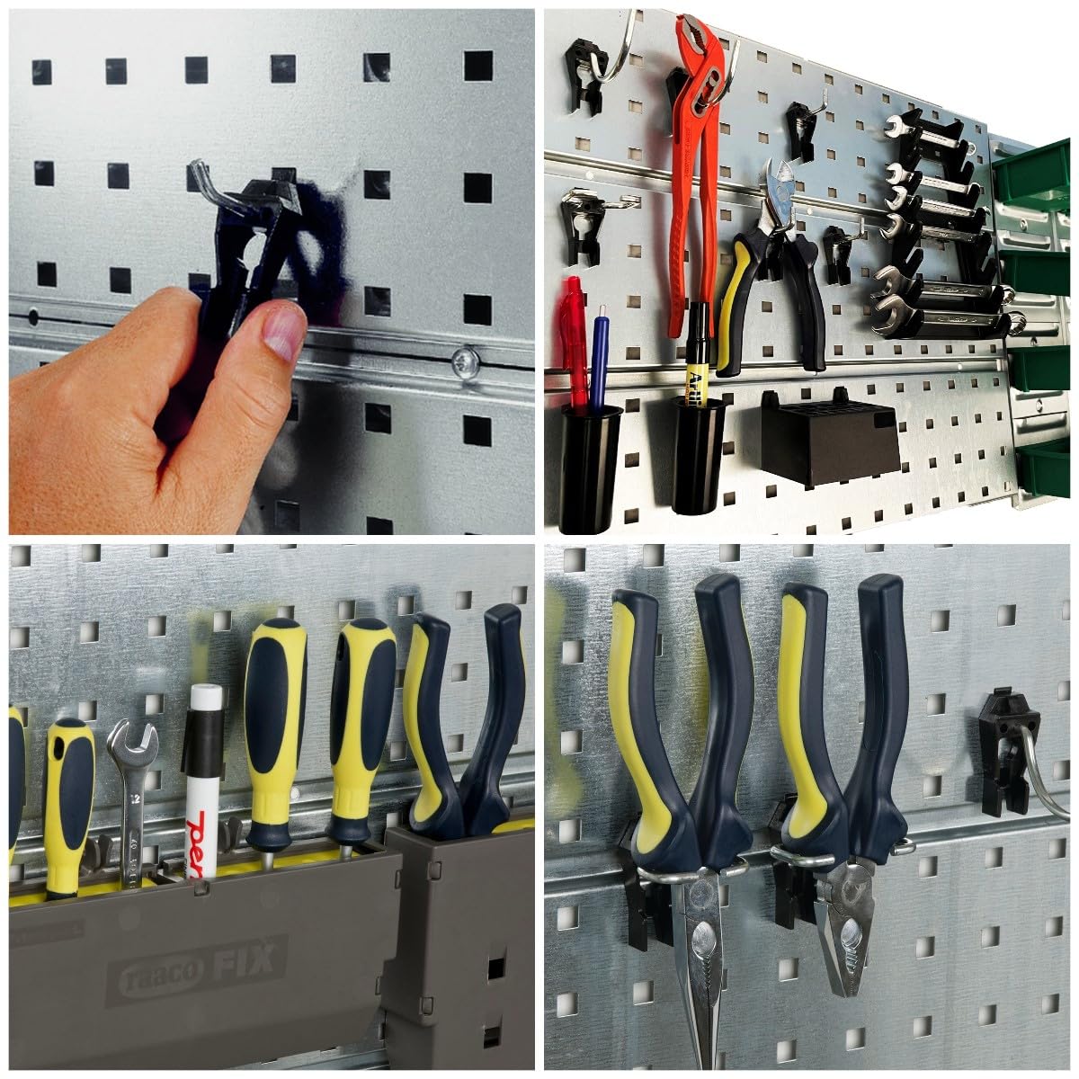 Raaco 3 TWP Set - Parete attrezzata officina in acciaio zincato con 44 SuperClips, pannello forato portautensili 156 x 44 cm, capacità di carico di 225 kg, pannello porta attrezzi da parete