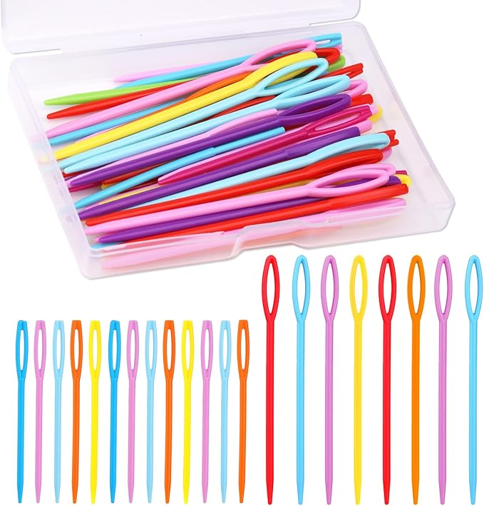 SUVSOON 50PCS Plastic Sewing Needles (7cm/9cm), Plastic Needles for