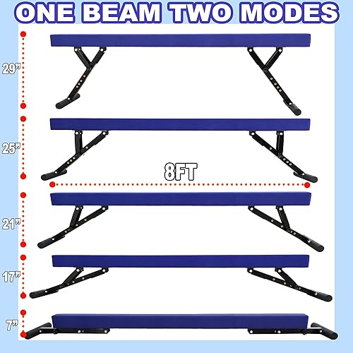 Miniatura 125 de Viga balana ajustable para niños, haz de gimnasia de 8 pies, haz de piso alto y bajo para todos los niveles de gimnasia, equipo de gimnasia Verde