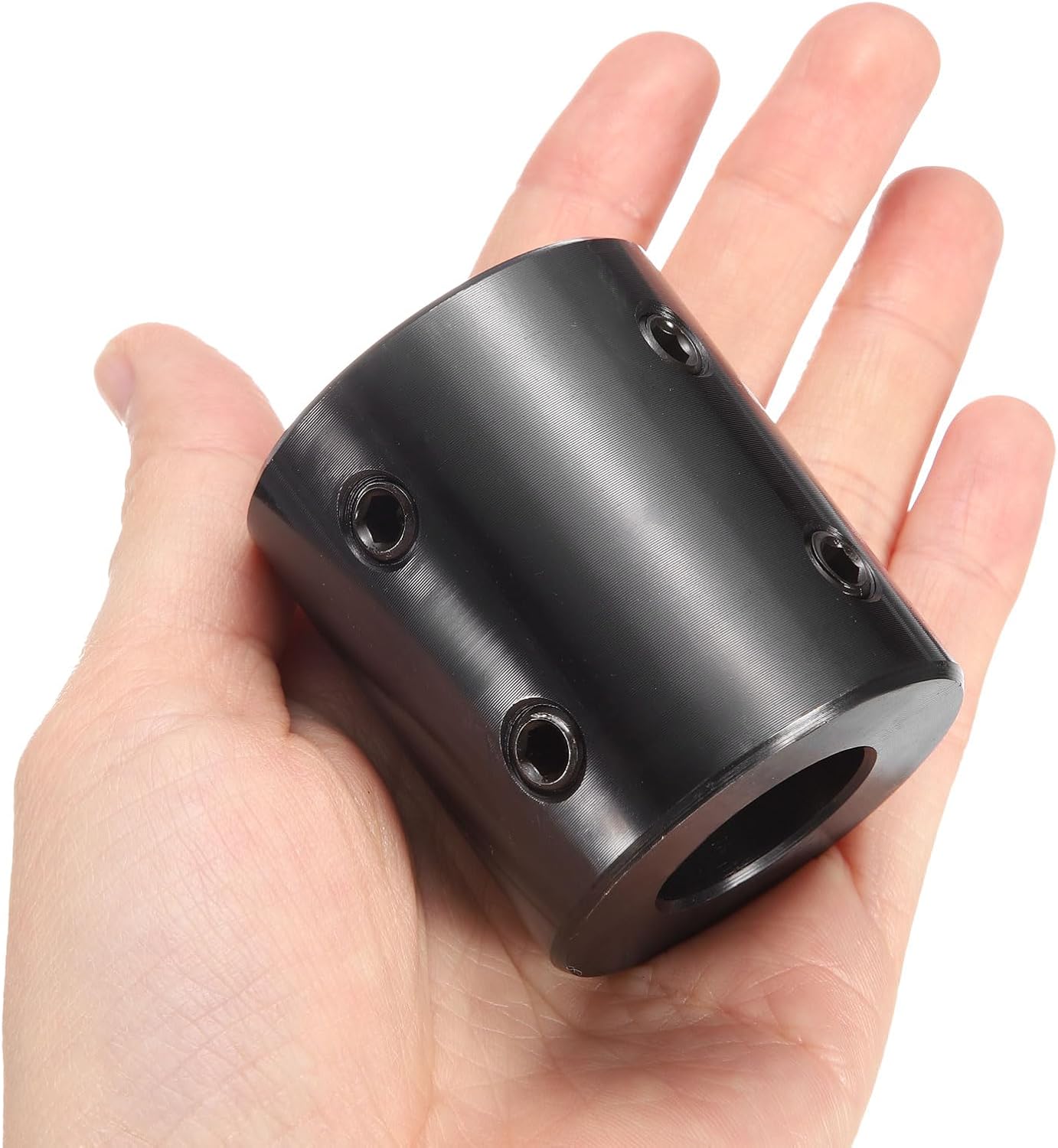 uxcell 2 Pcs Shaft Coupling, 7/8" Bore 1-3/4" OD 2" Length Black Oxide Plated Steel Rigid Coupling with Hex Wrench for 3D Printers Motor Wheel (4 Screws Each Piece)