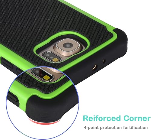 Miniatura 4 de Jeylly Funda para Galaxy S6, funda para Samsung S6, exterior de plástico duro absorbente de golpes + funda de silicona interior de goma protectora