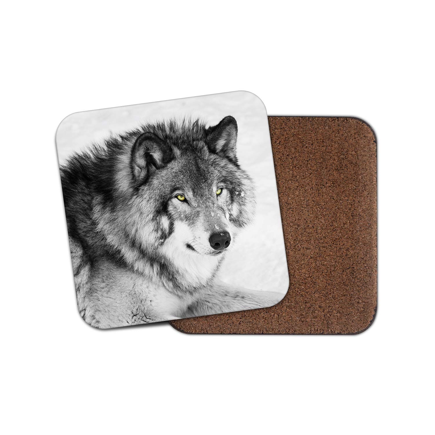 Destinationvinyl Multicolor 1 X Beautiful Wild Wolf Coaster - Winter Snow Animals Wildlife Fun #12867