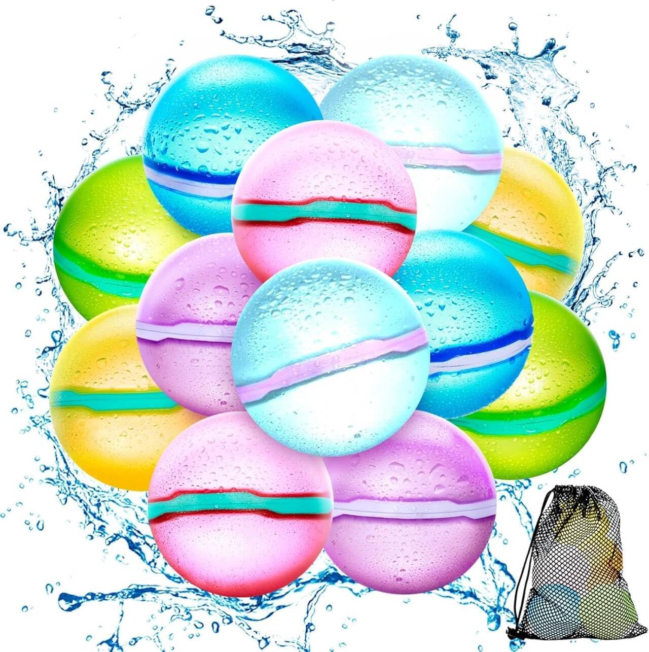 Reusable Water Balloons,Magnetic Splash Refillable Balls,Summer Water Toys for Kids Pool Beach & Outdoor (24pcs)