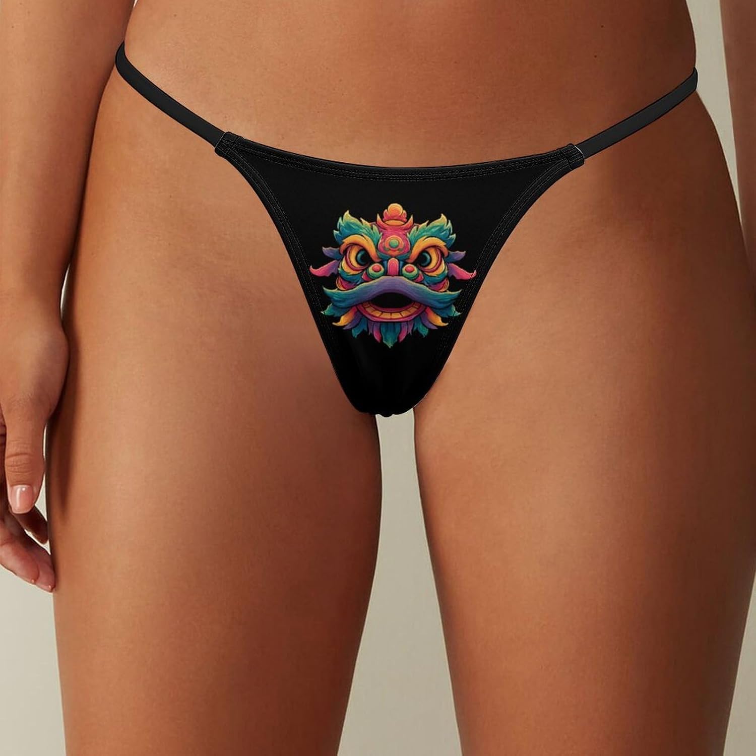 Lion Dance Thongs for Women Underwear G-String Panties | Breathable,Low Rise Panties,T-back,Sexy,Briefs,No Show Thongs
