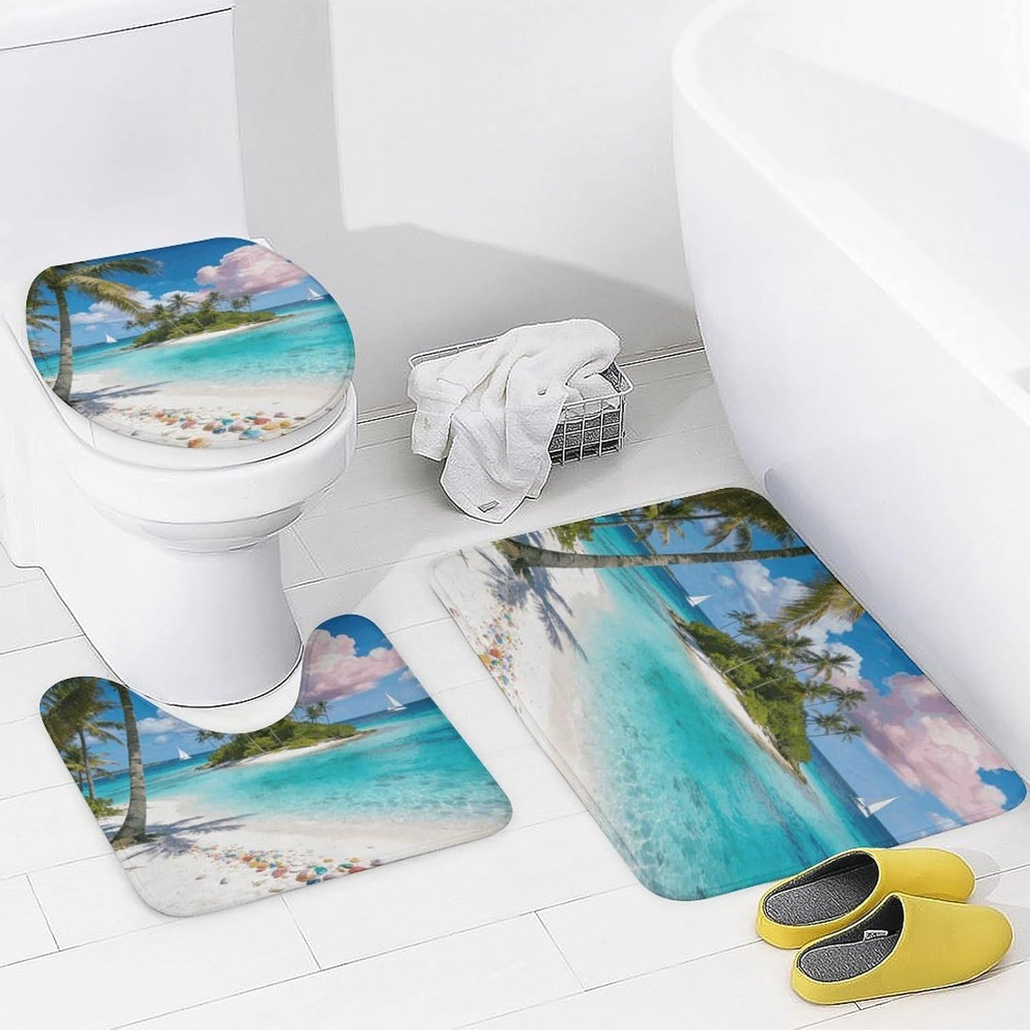 Paradise IslandNon-Slip Bath Rug Set 4 Set