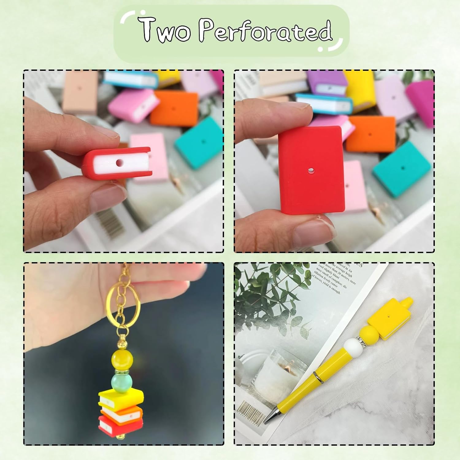 KJMYYXGS Book Shaped Silicone Beads, 16PCS Silicone Focal Beads Silicone Shaped Beads for Pens Silicone Character Beads Loose Rubber Silicone Beads for Keychain Making Necklace Bracelet Lanyard Making - Image 5