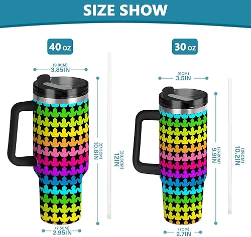 Miniatura 3 de Tiras de neón coloridas estrellas negras reutilizables al vacío aisladas al vacío tazas de café con tapa de pajilla, taza de café grande decorativa