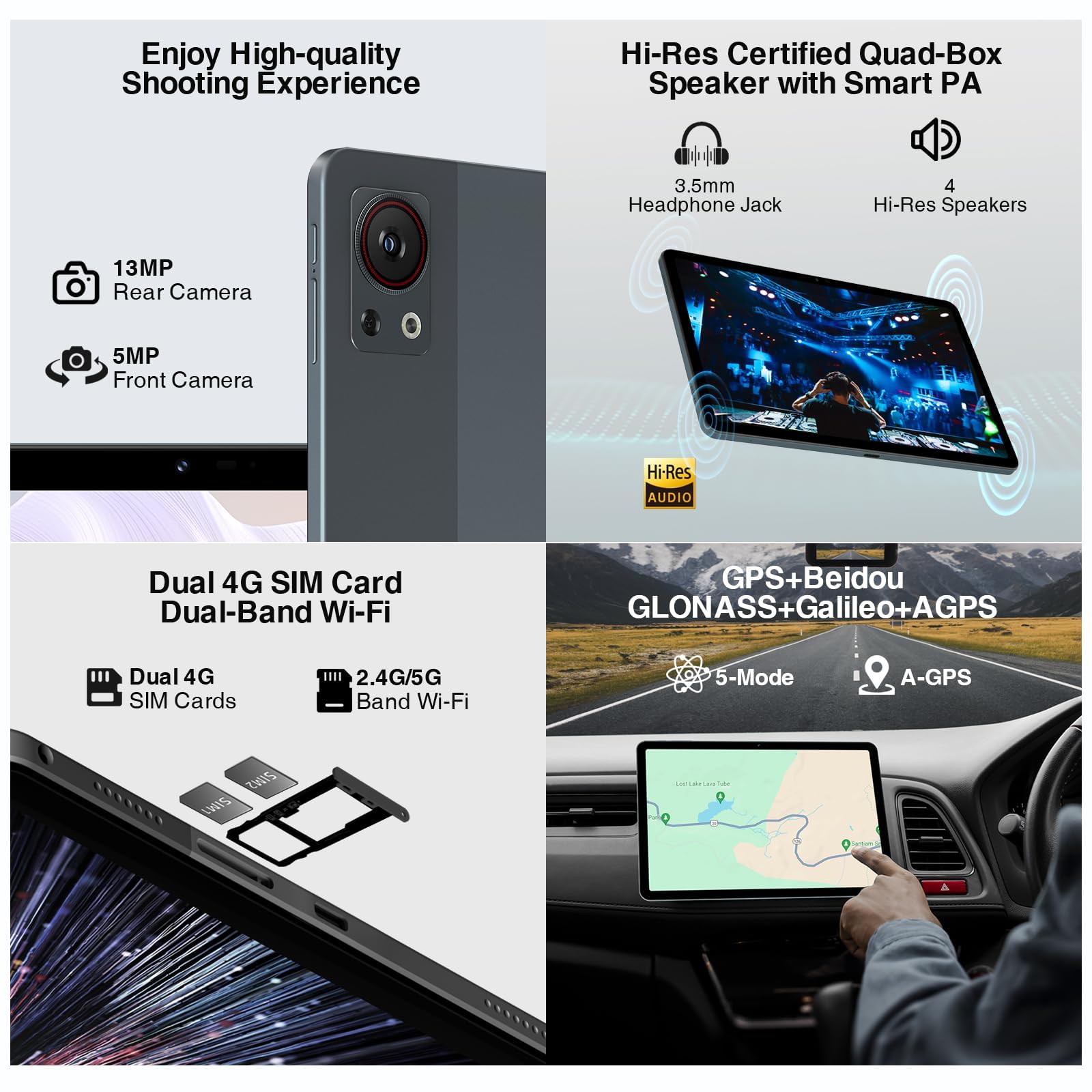 DOOGEE T30SE Android 14 Tablet 11 Pollici, 9GB RAM + 128GB ROM(TF 1TB) 2.4K Tablet PC, 8580mAh 4G LTE +5G WiFi Tablet con Sim, TÜV SÜD 13MP+5MP Octa-Core, OTG Widevine L1 Grigi