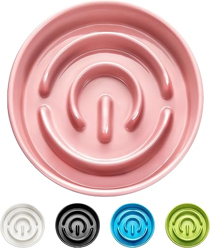 Miniatura 7 de Cuencos de cerámica para perros de alimentación lenta, 2.0 tazas de comedero lento para perros medianos y grandes, cuenco de laberinto de Negro