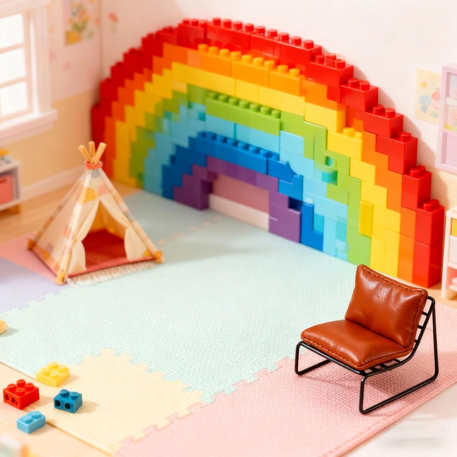 LOGOFUN 2 Pcs Dollhouse Miniature Furniture Mini Sofa Chair Model Micro Landscape Back Chair Doll House Accessory (Light Brown) - 4.2 * 4.2 * 4.1 inch