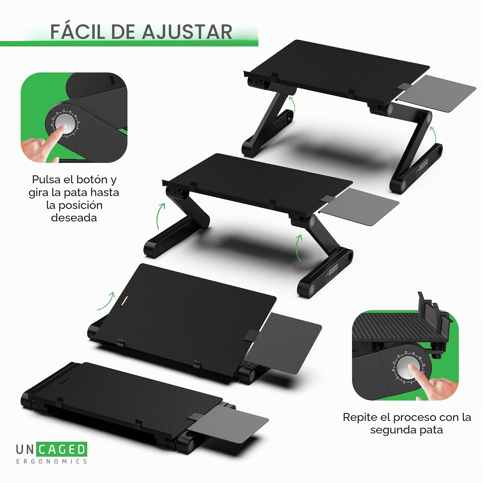 WorkEZ Soporte Ajustable para Teclado y ratón de Ordenador de Escritorio, Elevador, ergonómico, Aluminio, portátil
